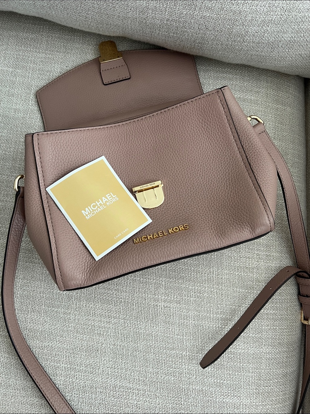 Michael Kors Mauve Brown Leather Top-Handle Satchel with Gold Hardware - Picture 7 of 11